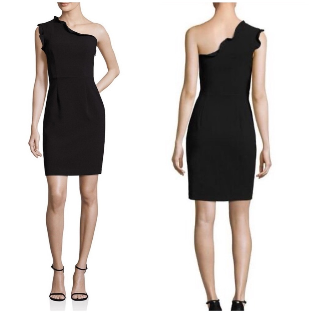 Black Halo Pravella Ruffled One-Shoulder Sheath Dress